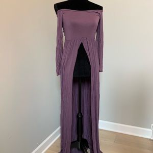 Maternity dress photoshoot purple small slit